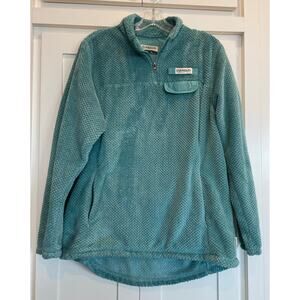 Magellan Outdoors teal classic fit 1/4 zip Textured Fleece pullover Large